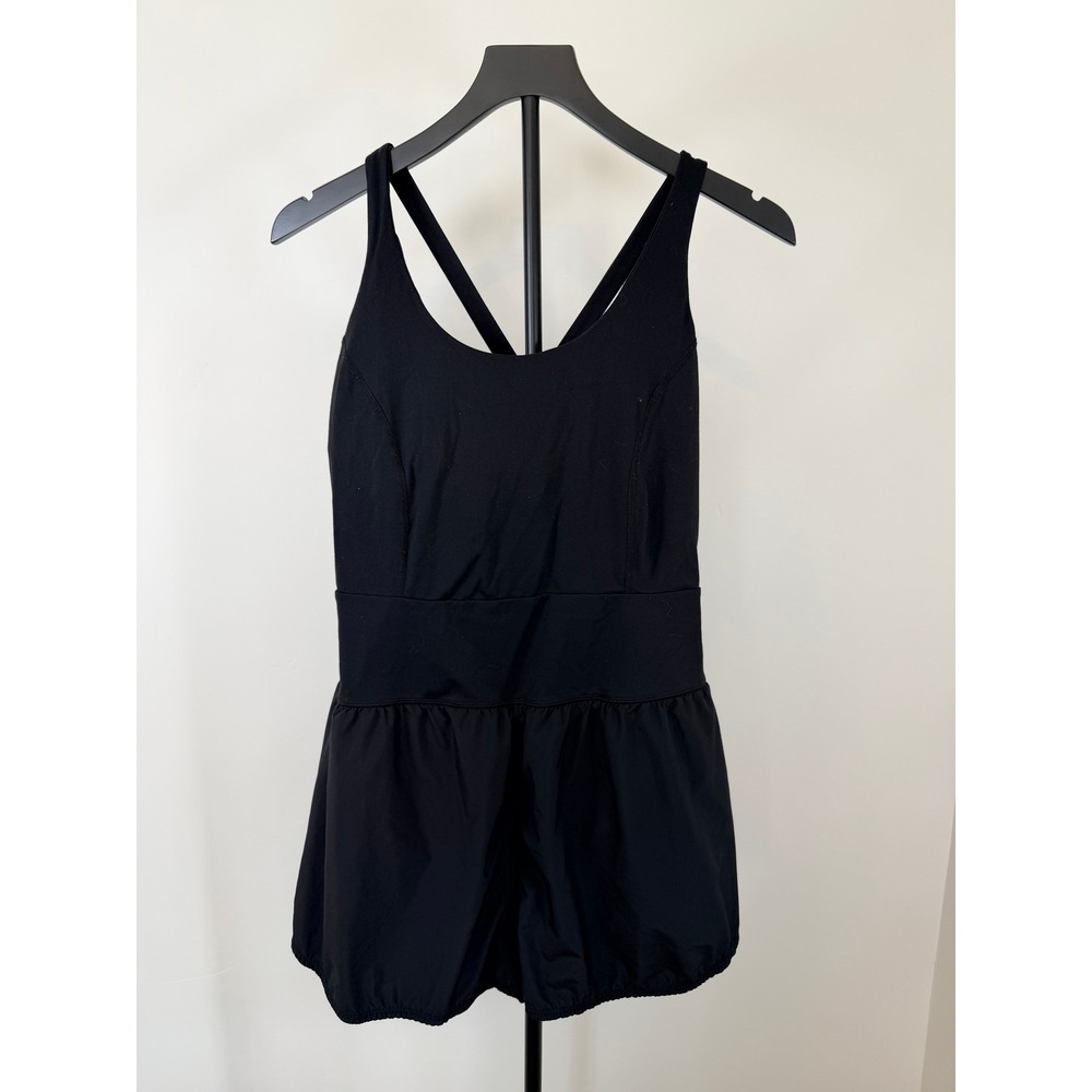 Avia Womens Black Activewear Romper Cross Back Athletic Tennis Dress Skort